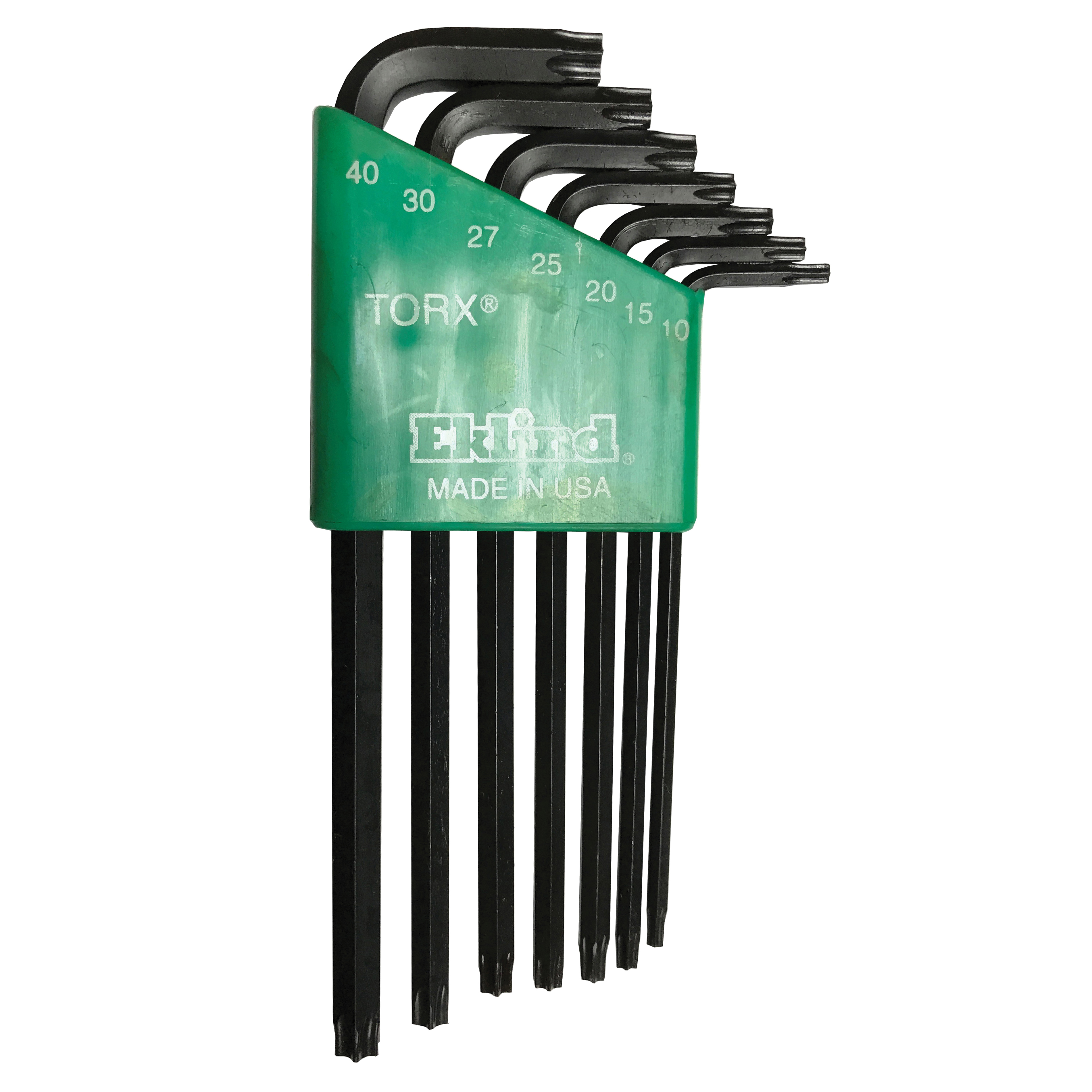 Eklind&reg; 10707 Long Key Set With Holder, 7 Pieces, T10 to T40 Torx, L-Handle Handle, ANSI B18.3, Alloy Steel, Black Oxide