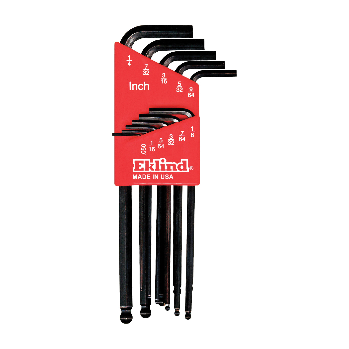 Eklind® 10609 Hex-L® Long Key Set With Holder, 9 Pieces, 1.5 to 10 mm Hex, L-Handle Handle, ANSI B18.3, Alloy Steel, Black Oxide
