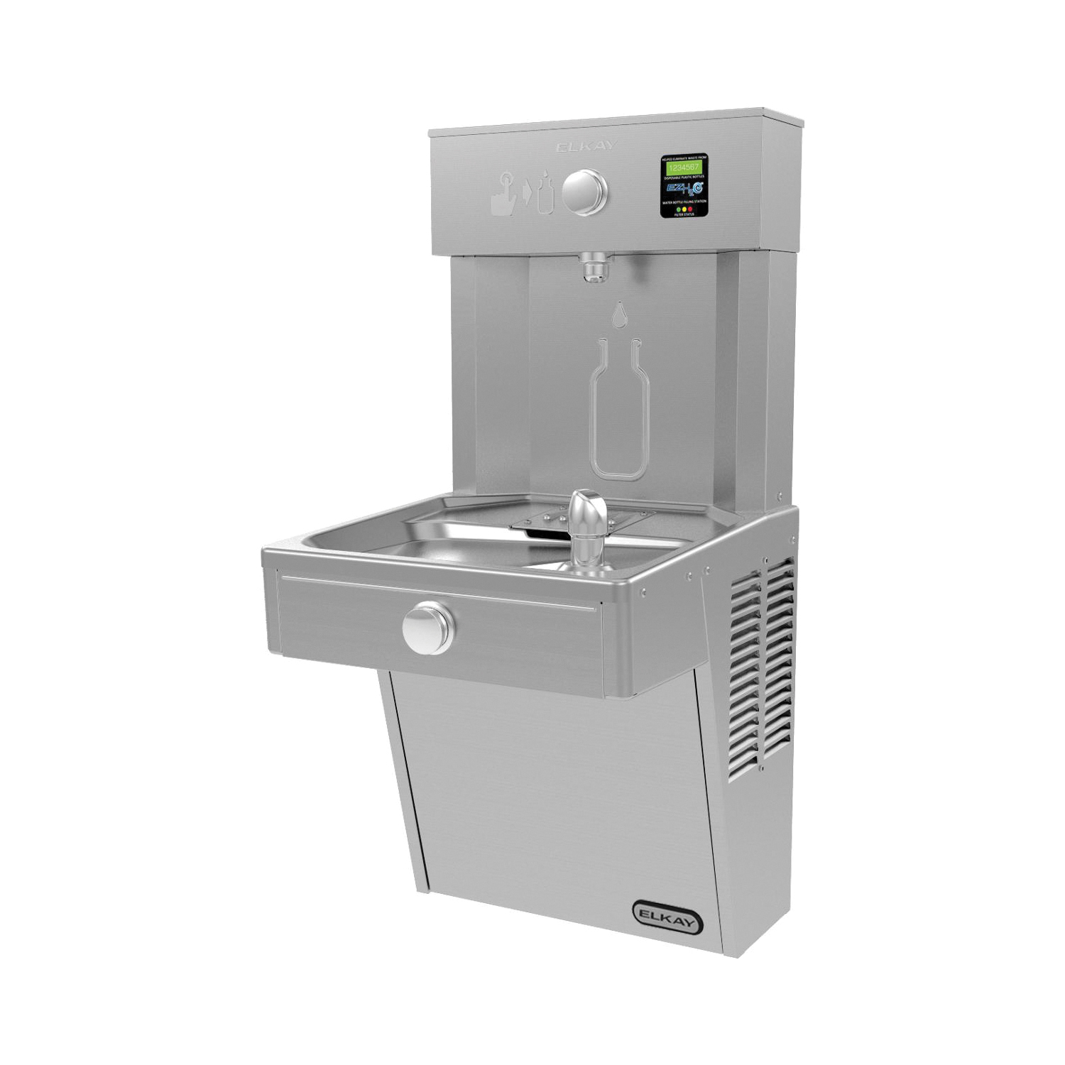 Elkay® LVRC8WSK Filtered Bottle Filling Station and Cooler, 1.1 gpm Flow Rate, Push Button Operation, Refrigerated Chilling, Domestic