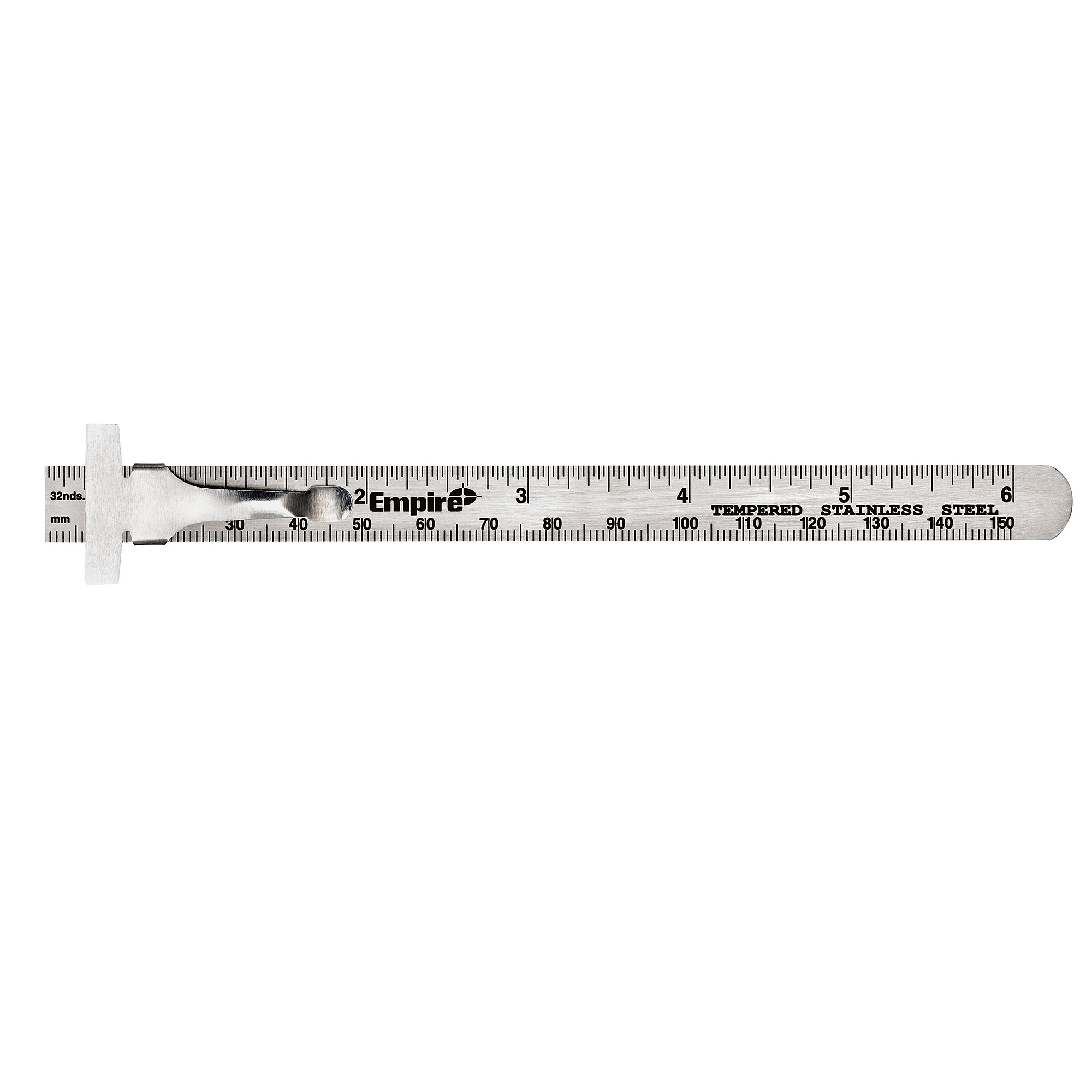 Starrett&reg; DH604R-6 Spring Tempered Precision Rule, Imperial Measuring System, Graduations #4R to 8ths, 16ths, Quick-Reading 32nds, 64ths, 6 in L, Steel, Silver