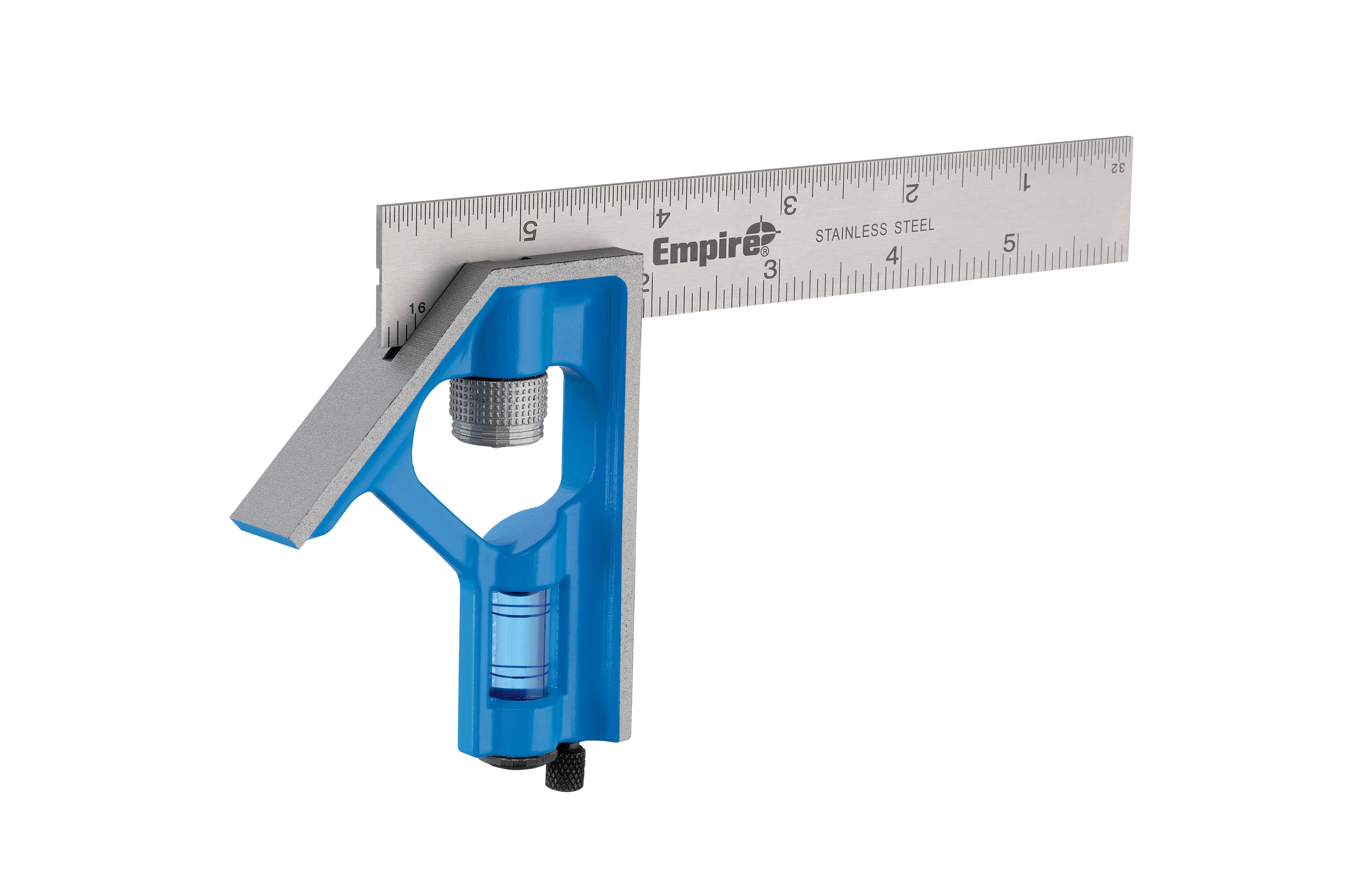 Empire&reg; E250 Fast Adjustment Professional Combination Square, 12 in L, 1/32 in Graduation, 45 deg, 12 in Tongue, Stainless Steel