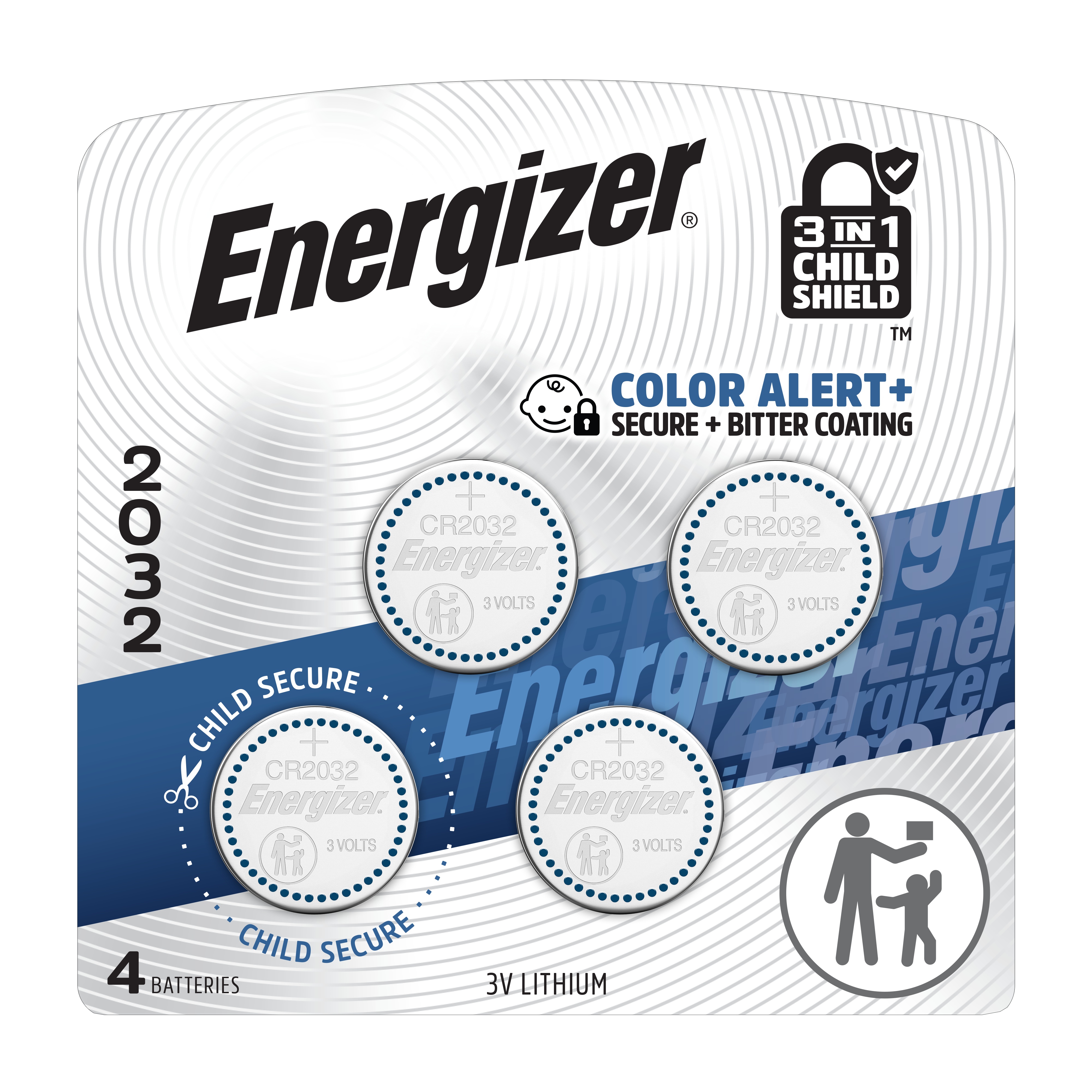Energizer&reg; 2032BP-4 Coin Cell Battery, Lithium-Manganese Dioxide, 3 V Nominal, 235 mAh Nominal, 2032