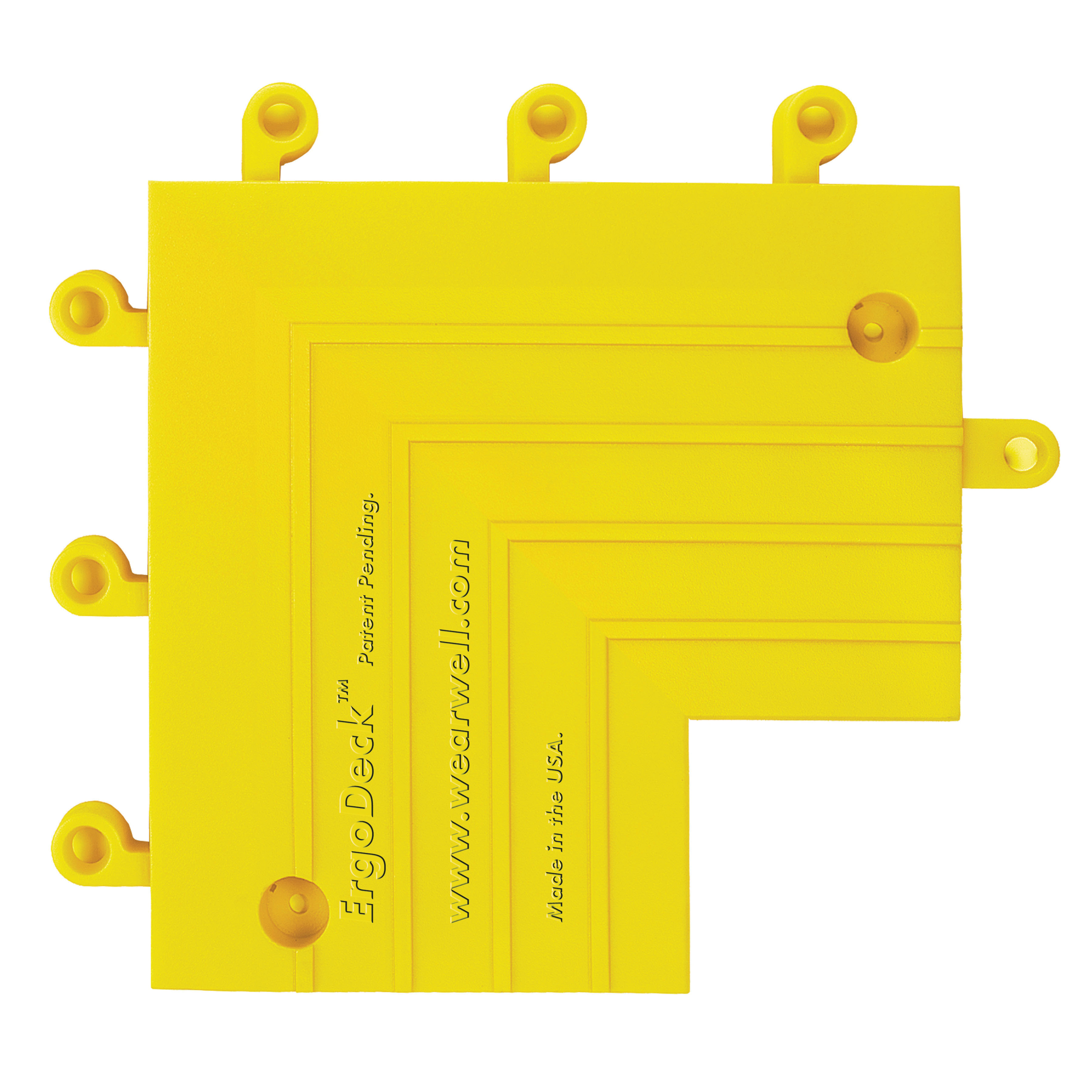 ErgoDeck® 560.78X6X18YL-CS10 560 Drainage Anti-Fatigue Ramp, Yellow, For Use With ErgoDeck® Anti-Fatigue Modular Mat, PVC, PVC Backing, 18 in L x 6 in W x 7/8 in THK
