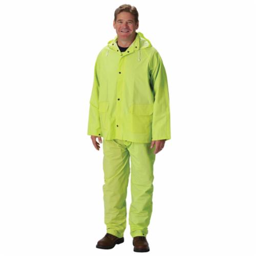 Tingley S53307.2X 3-Piece Industrial Work Suit, 2XL, Yellow, Polyester/PVC, 52 in Waist, 32 in L Inseam, Detachable Hood