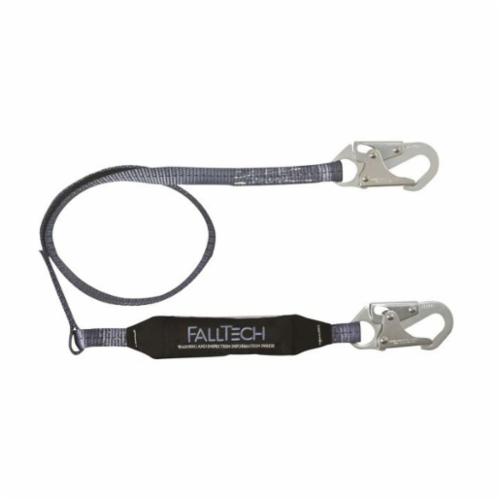 product FallTech&reg; 8240Y3 ElasTech&reg; Shock Absorbing Lanyard, 310 lb Load, 6 ft L, Polyester Line, 2 Legs, Rebar Hook Anchorage Connection, Snap Hook Harness Connection Hook, OSHA CFR1926.502, OSHA CFR1910.66