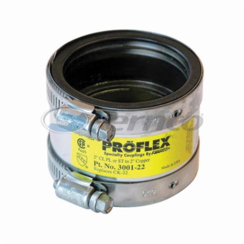 Fernco® PROFLEX® 3001-22 Shielded Pipe Coupling, 2 in Nominal, Cast Iron/Plastic/Steel x Copper End Style, Domestic