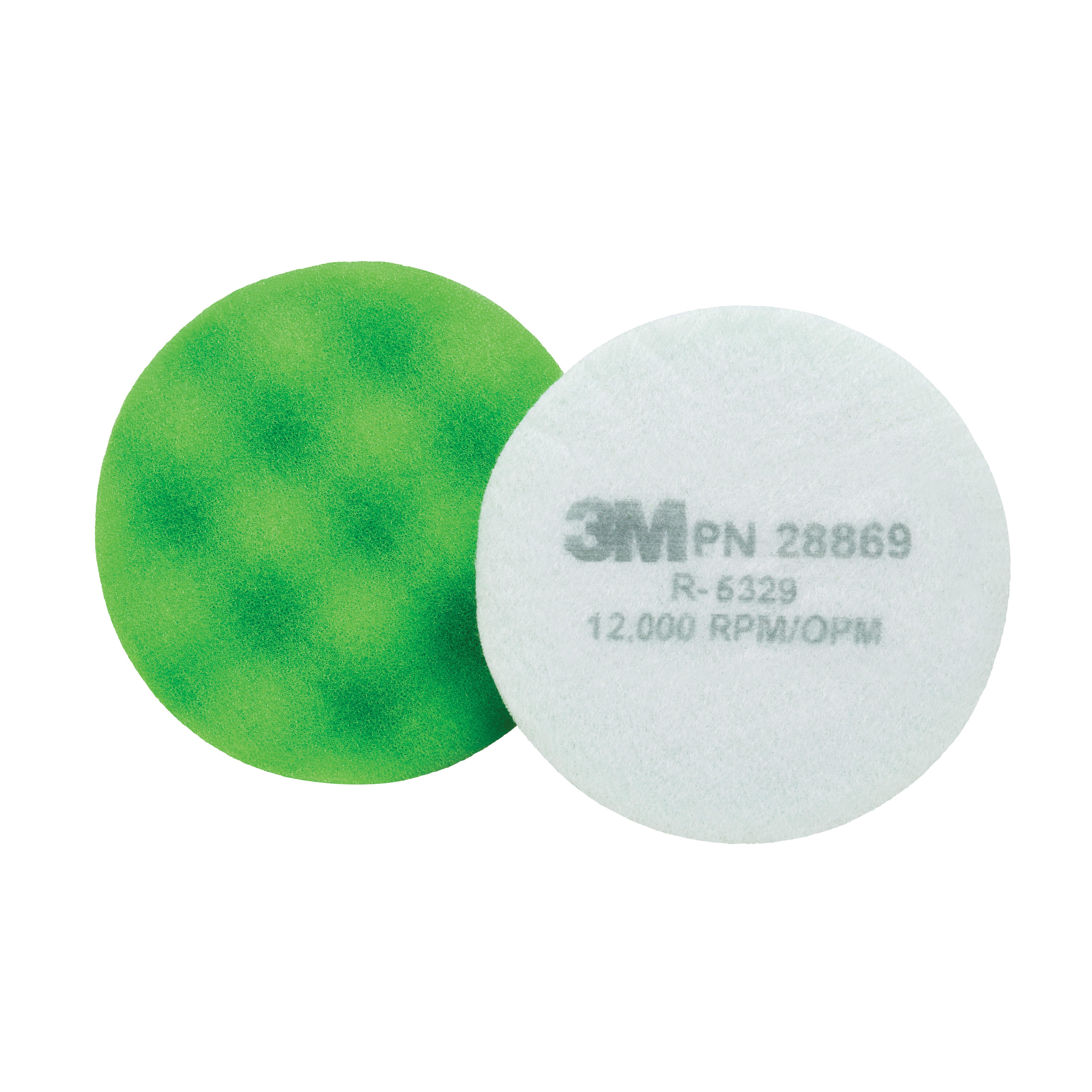 product 3M™ Perfect-It™ Foam Polishing Pad, 05725, Single Sided, Flat Back, 8 in (203.2 mm), 2 pads per bag, 12 bags per case