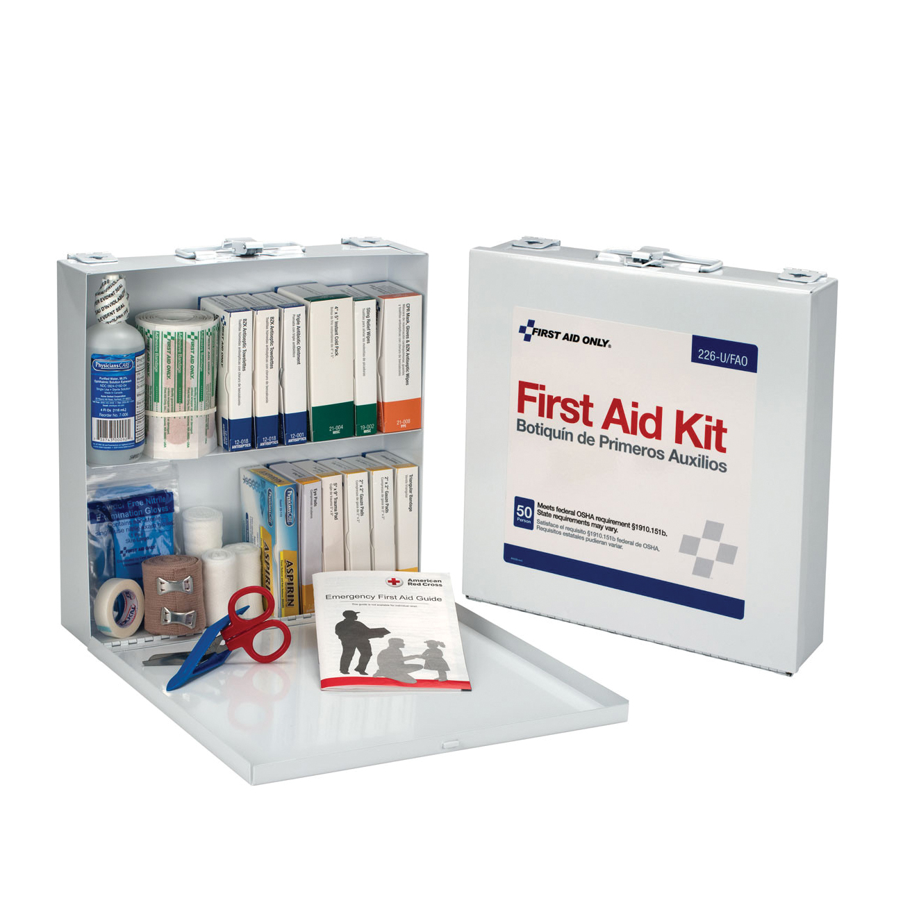 product First Aid Only® 223-G Bulk Portable First Aid Kit With Gasket, 106 Components, Plastic Case, 6-5/16 in H x 9-1/16 in W x 2-3/8 in D