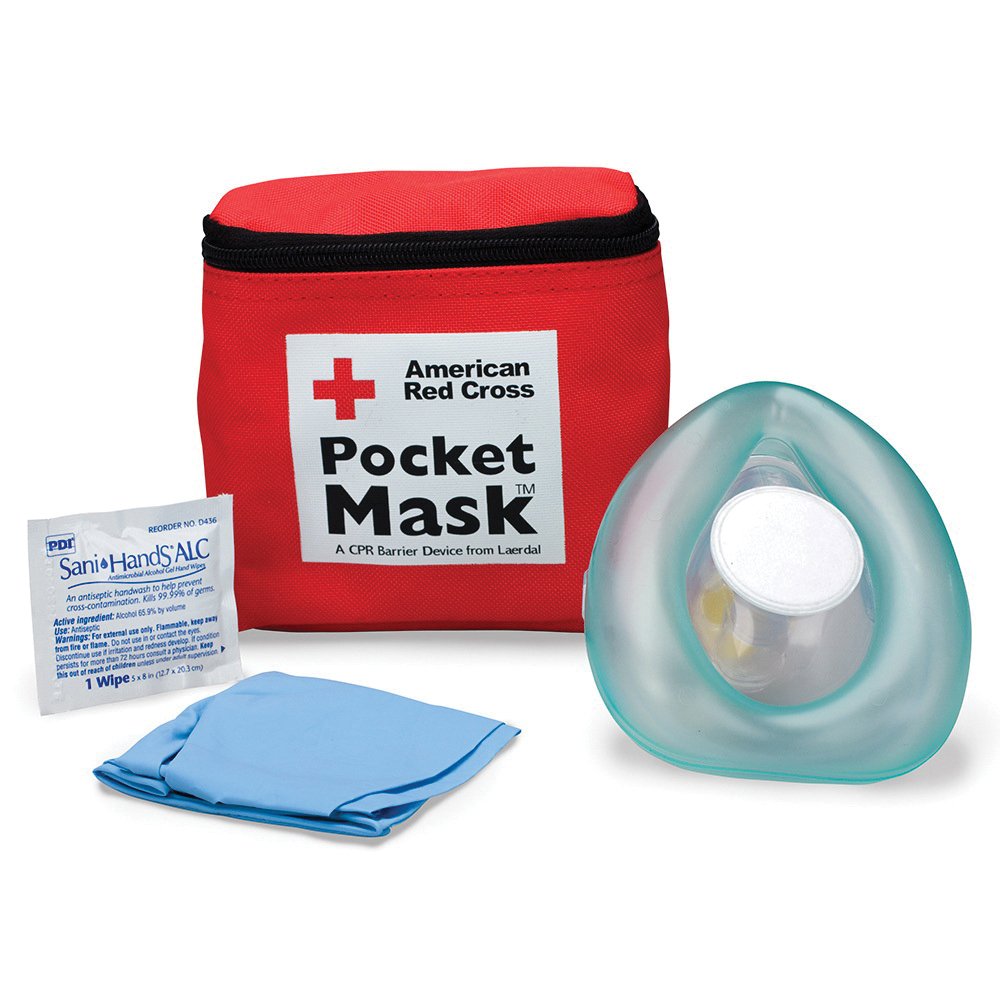 First Aid Only® 363705 Laerdal Replaceable CPR Pocket Mask Kit, Red Case Container