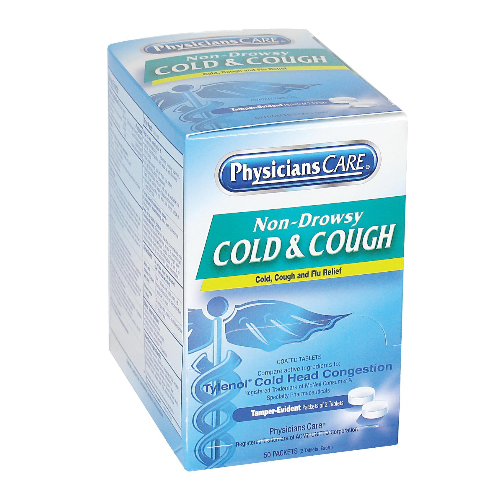 First Aid Only® 90087 Decongestant Medication Tablet, 50 Count, Box Package, Formula: Non-Drowsy