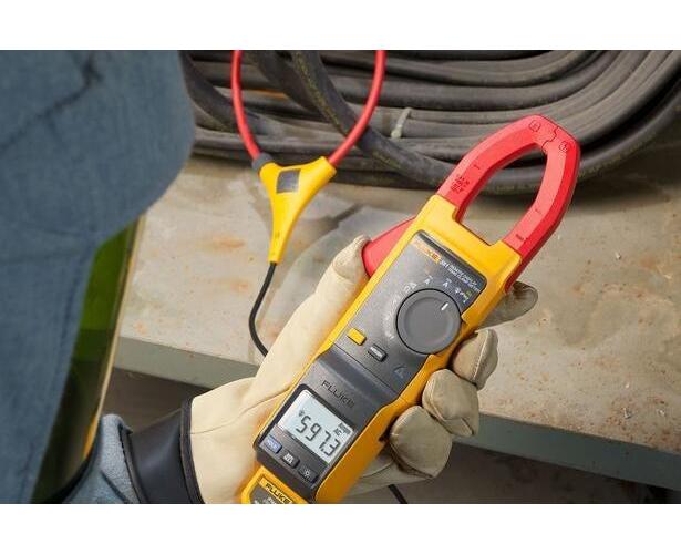 Fluke&reg; 5065875 Clamp Meter, 999.9 A, 600/1000 V AC/V DC, 60000 Ohm, 5 to 500 Hz, 1-7/16 in Jaw, LCD Backlit Display