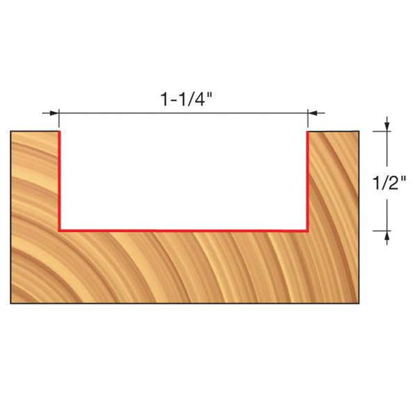 Freud&reg; 16-108 Router Bit, Down Shear Mortising Router, 1-1/4 in Dia Cutting, 2-3/8 in OAL, 1/2 in D Cutting, 2 Flutes, 1/2 in Dia Shank, Solid Carbide