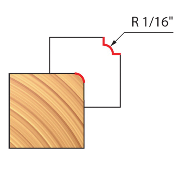 Freud&reg; 34-100 Quadra-Cut&trade; Router Bit, Rounding Over Router, 5/8 in Dia Cutting, 2-3/16 in OAL, 1/2 in D Cutting, 2 Flutes, 1/4 in Dia Shank, Solid Carbide