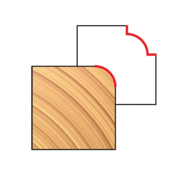 Freud&reg; 34-104 Quadra-Cut&trade; Router Bit, Roundover Router, 3/4 in Dia Cutting, 2-3/16 in OAL, 1/2 in D Cutting, 2 Flutes, 1/4 in Dia Shank, Solid Carbide