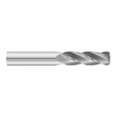 Fullerton 31763 3200 Center Cutting Extra Long Length Single End End Mill, 5/16 in Dia Cutter, 0.09 in Corner Radius, 1-1/8 in Length of Cut, 4 Flutes, 5/16 in Dia Shank, 3 in OAL, Uncoated