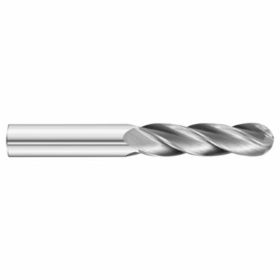 Fullerton 32273 3200 Ball End Center Cutting Extra Long Length Single End End Mill, 3/16 in Dia Cutter, 1-1/4 in Length of Cut, 4 Flutes, 3/16 in Dia Shank, 3 in OAL, Uncoated