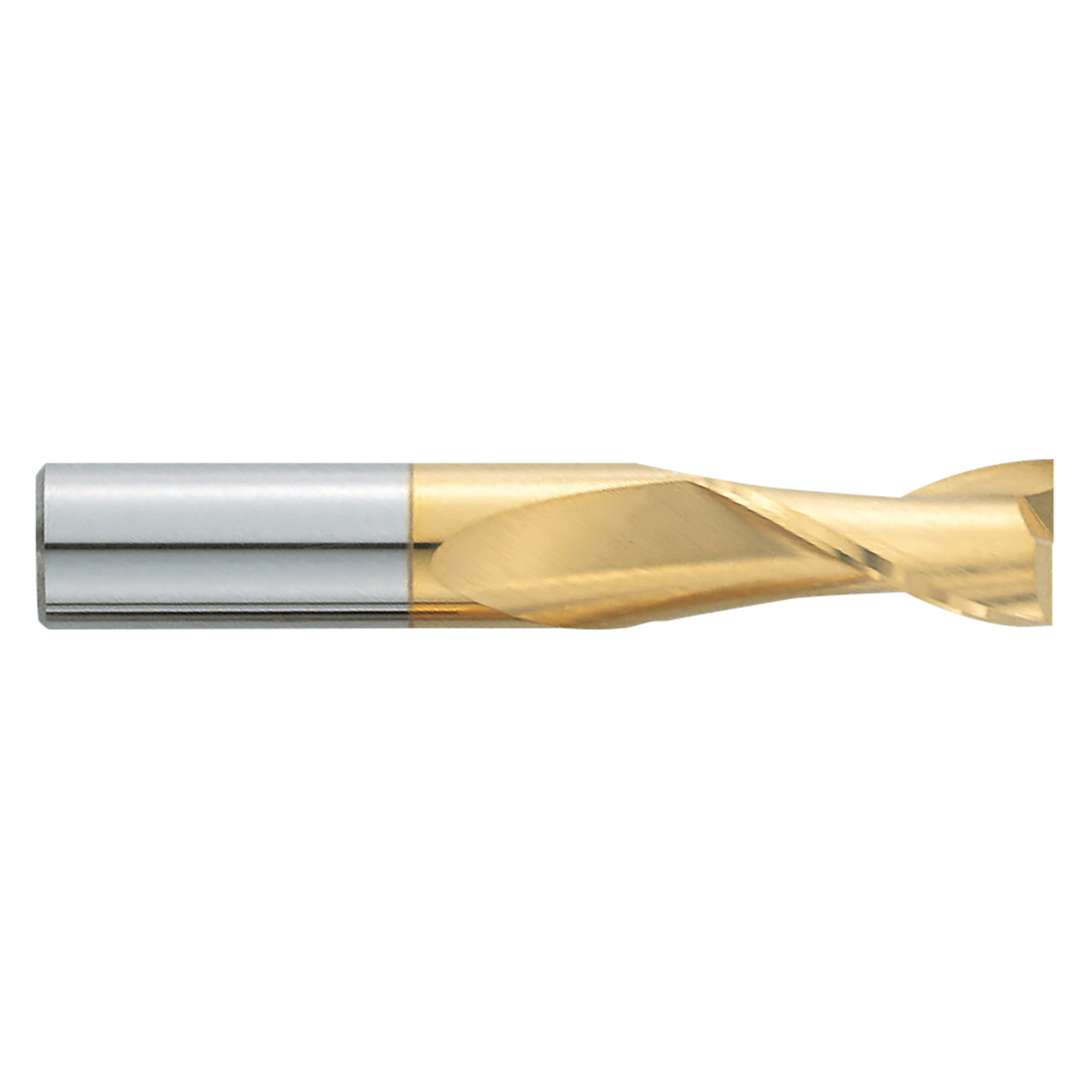 GARR 11373 220MT Center Cutting Standard Length Square End Mill, 1 in Dia Cutter, 1-1/2 in Length of Cut, 2 Flutes, 1 in Dia Shank, 4 in OAL, TiN Coated