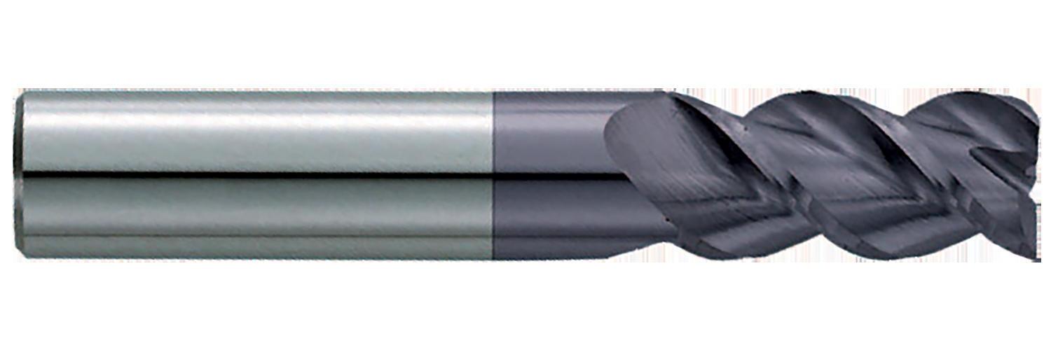 GARR 86167 253MA Center Cutting Square End High Performance End Mill, 3/16 in Dia Cutter, 9/16 in Length of Cut, 3 Flutes, 3/16 in Dia Shank, 2 in OAL, TiALN Coated