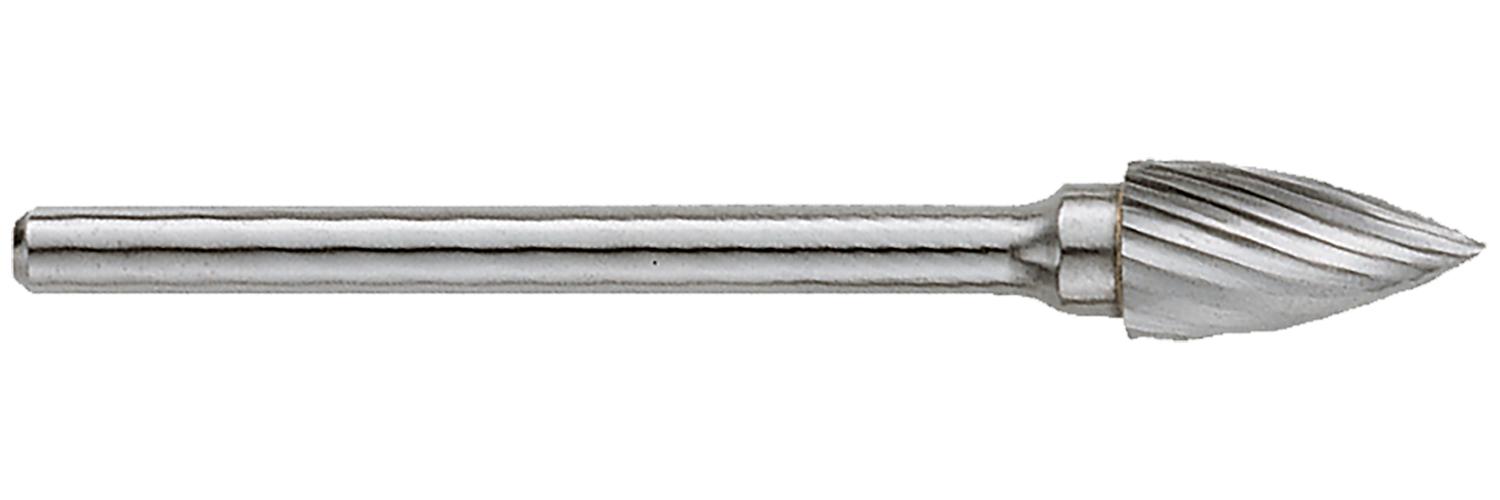 GARR 73072 SG Series Rotary File/Burr, Pointed End, Tree Head, 1/4 in Dia Head, 1/2 in L of Cut, Double Cut