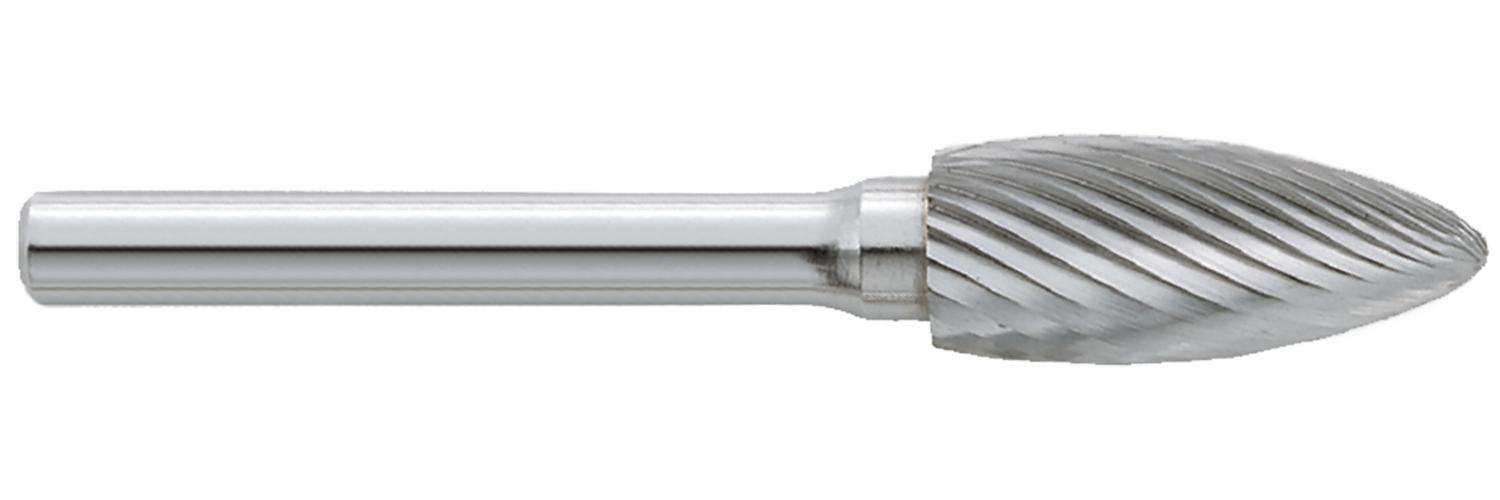 GARR 66032 SH Series Standard Rotary File/Burr, Flame Head, 5/8 in Dia Head, 1-7/16 in L of Cut, Double Cut