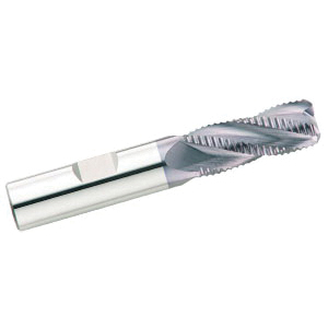 GARR 49470 VHM Center Cutting Chamfer End High Performance Hog End Mill, 3/16 in Dia Cutter, 5/16 in Length of Cut, 4 Flutes, 3/16 in Dia Shank, 2 in OAL, AlTiN/X.CEED Coated