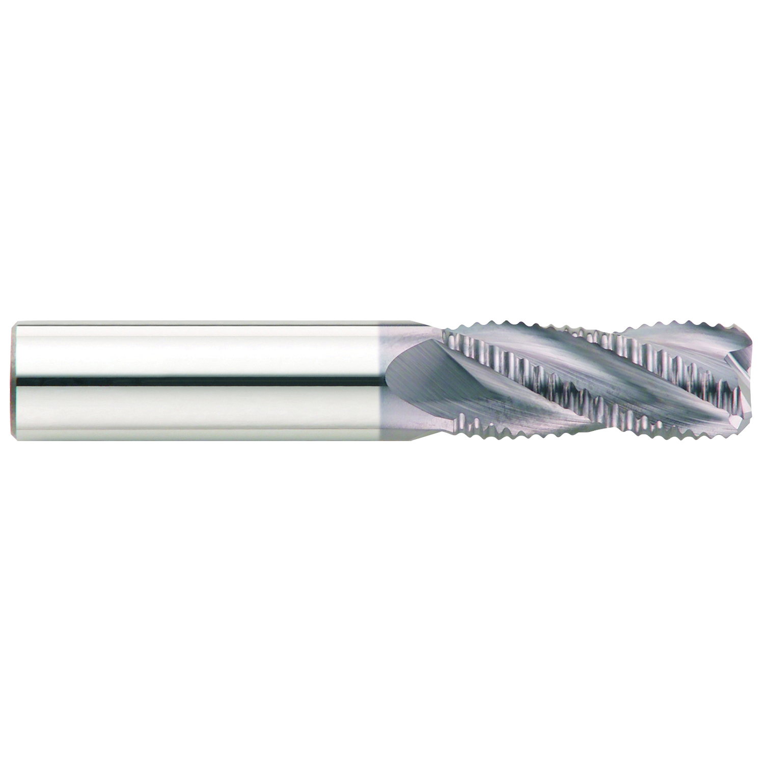 GARR 49470 VHM Center Cutting Chamfer End High Performance Hog End Mill, 3/16 in Dia Cutter, 5/16 in Length of Cut, 4 Flutes, 3/16 in Dia Shank, 2 in OAL, AlTiN/X.CEED Coated