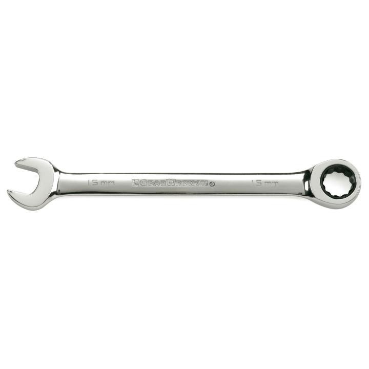 GEARWRENCH&reg; 81662 Long Length Open End Combination Wrench, 7/8 in Wrench, 12 Points, 15 deg Offset, 12.52 in OAL, Premium Alloy Steel, Polished Chrome