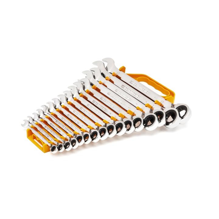 GEARWRENCH® 9602N Reversible Regular Length Combination Ratcheting Wrench Set, 16 Pieces, 8 to 25 mm, Polished Chrome