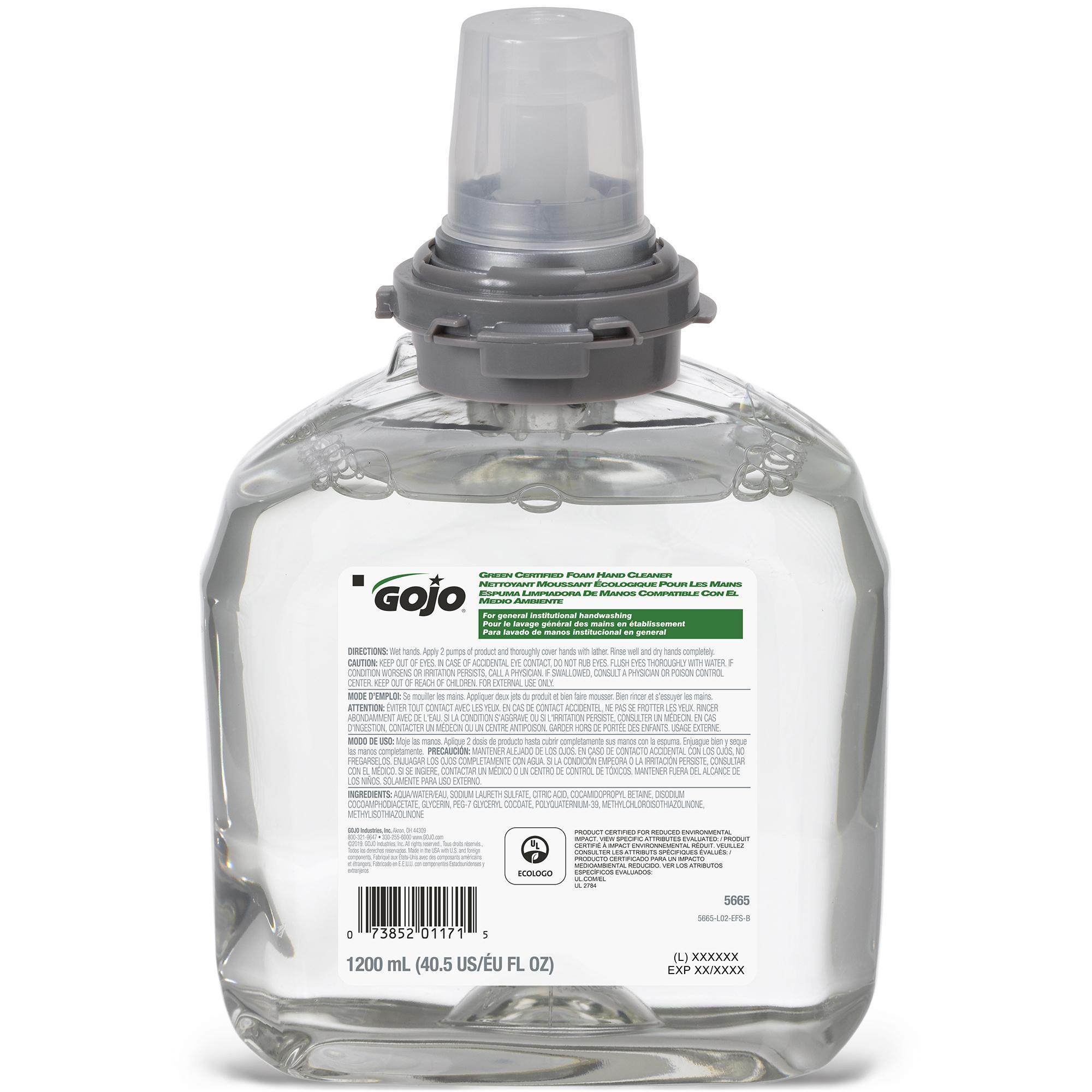 GOJO® 5361-02 TFX™ Premium Handwash, 1200 mL Nominal, Dispenser Refill Package, Foam Form, Cranberry/Fruity Odor/Scent, Clear/Purple