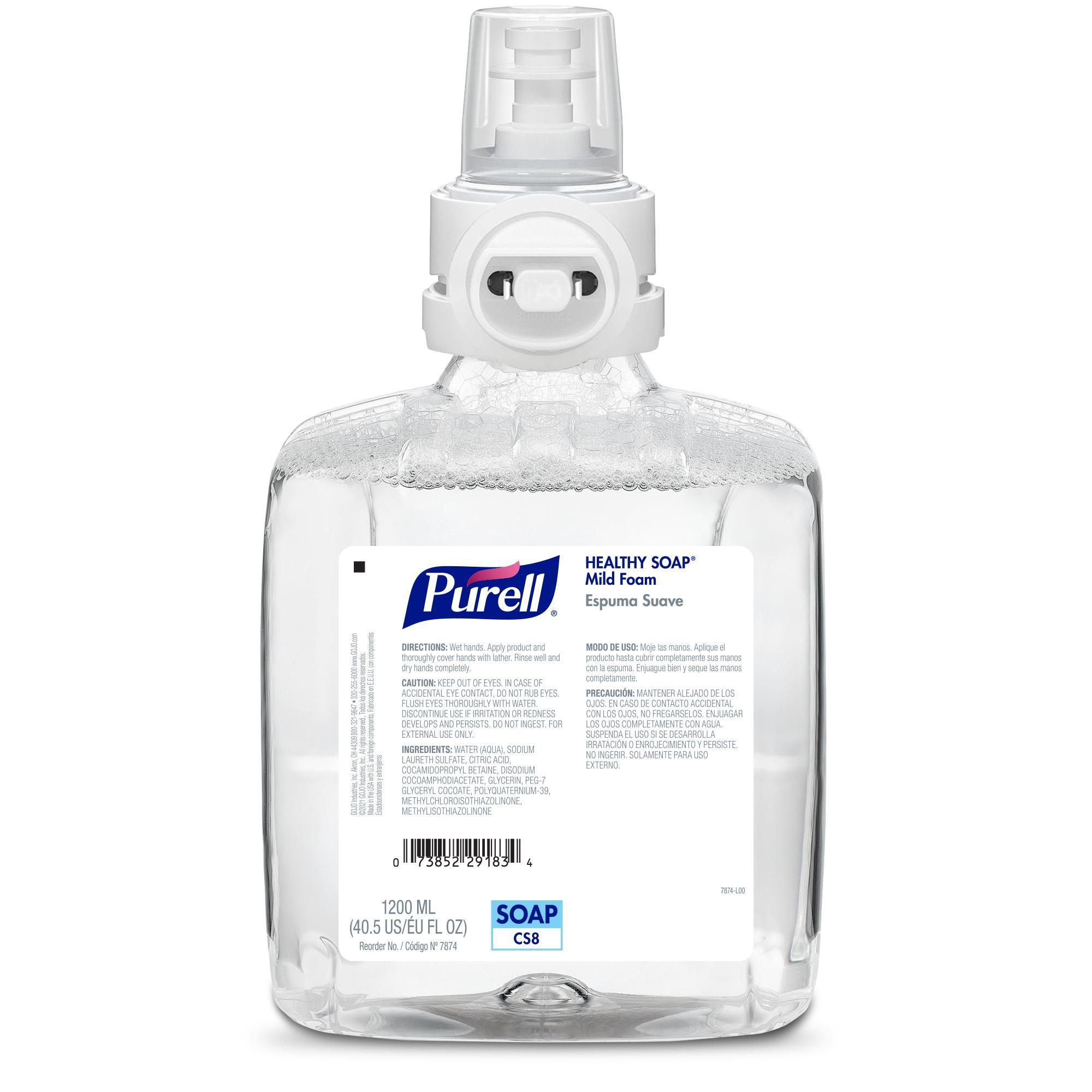 PURELL&reg; 7785-02 CRT HEALTHY SOAP&reg; Hand Soap, 1200 mL, Dispenser Refill, Foam, Fragrance Free, Clear/Light Yellow