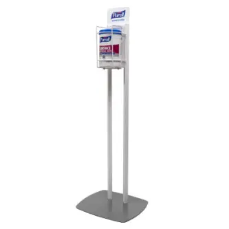 PURELL&reg; MESSENGER&trade; 7306-DS-SLV Elegant Touch Free Panel Floor Stand, For Use With Hand Sanitizer, ABS, Silver