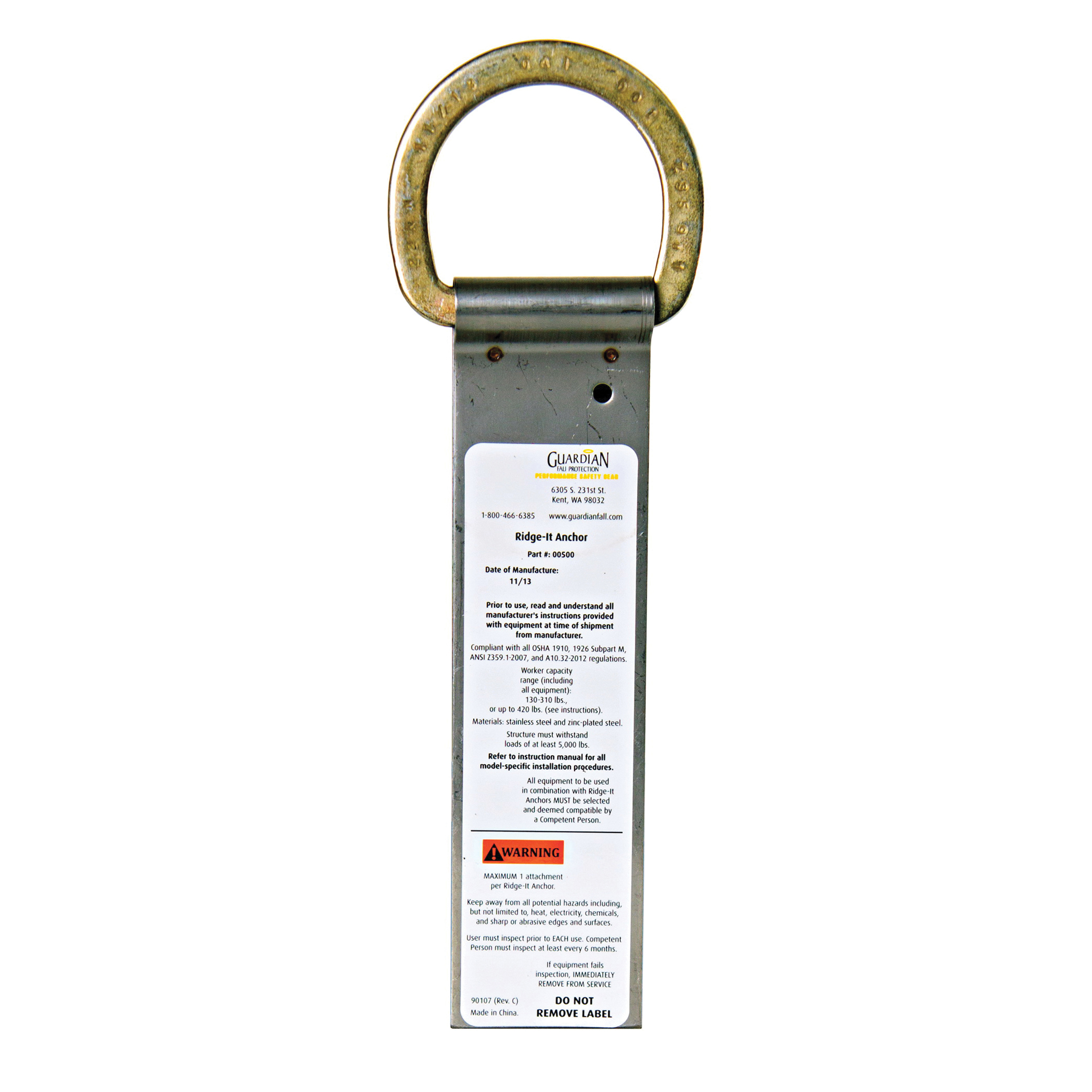 product GUARDIAN FALL PROTECTION 00657 CB-18 Roof Anchor, 16 in L x 16 in W x 18 in D, Galvanized Steel