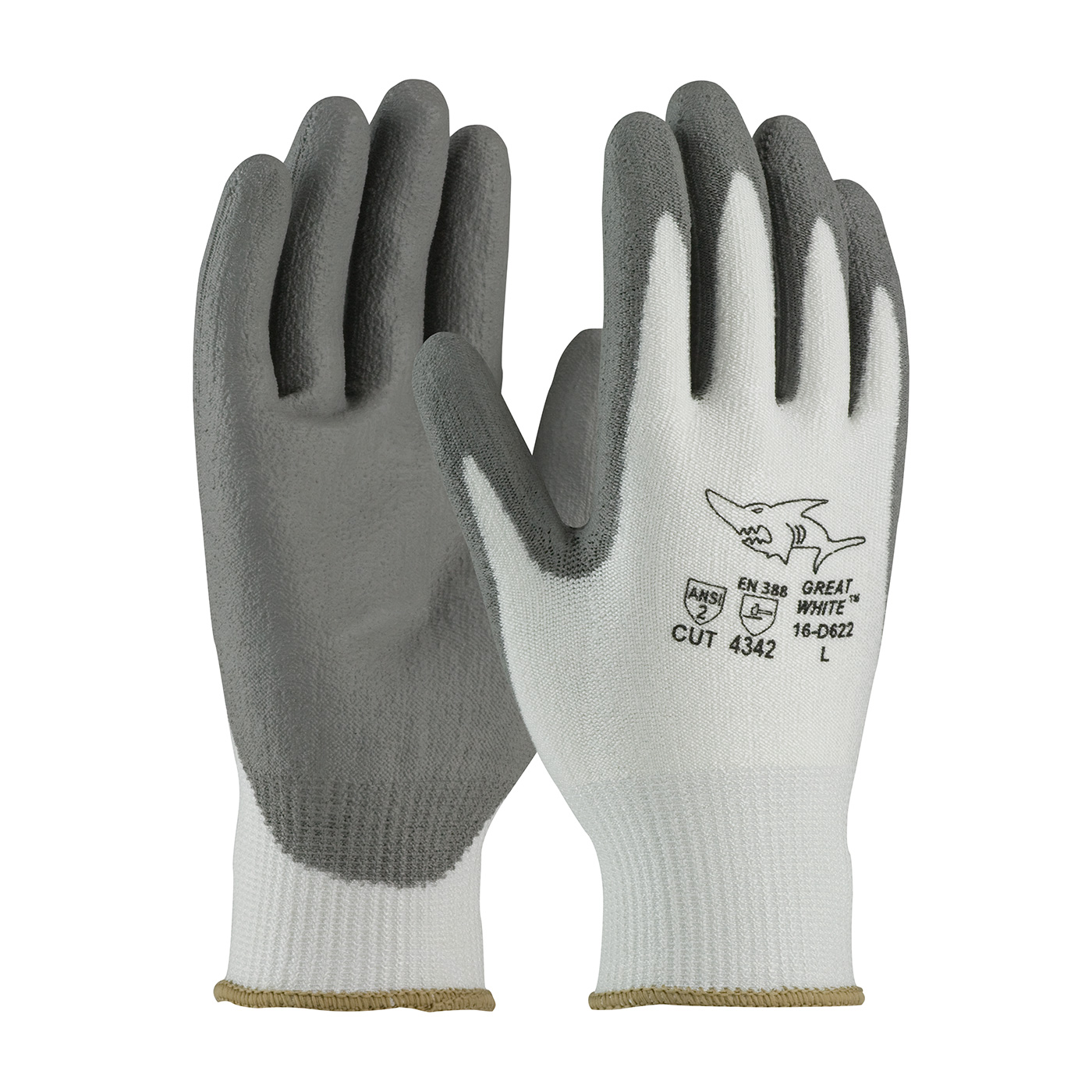G-Tek&reg; PolyKor&reg; 16-D622/3XL Smooth Grip Cut-Resistant Gloves, 3XL, Polyurethane Coating, Polyurethane/PolyKor&reg;, Knit Wrist Cuff, Resists: Abrasion, Chemical, Cut, Puncture, Tear, Ultraviolet and Water, ANSI Cut-Resistance Level: A2, Paired Hand