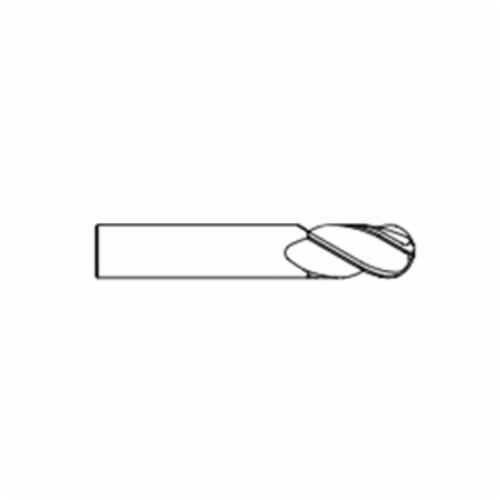 GARR 03250 Ball End Center Cutting Single End Stub Length End Mill, 0.01 in Dia Cutter, 0.015 in Length of Cut, 2 Flutes, 1/8 in Dia Shank, 1-1/2 in OAL, Uncoated