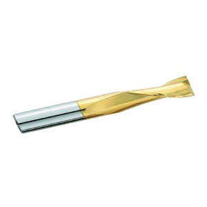 GARR 11373 220MT Center Cutting Standard Length Square End Mill, 1 in Dia Cutter, 1-1/2 in Length of Cut, 2 Flutes, 1 in Dia Shank, 4 in OAL, TiN Coated