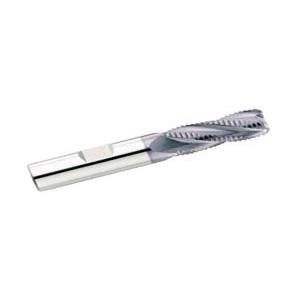 GARR 49470 VHM Center Cutting Chamfer End High Performance Hog End Mill, 3/16 in Dia Cutter, 5/16 in Length of Cut, 4 Flutes, 3/16 in Dia Shank, 2 in OAL, AlTiN/X.CEED Coated