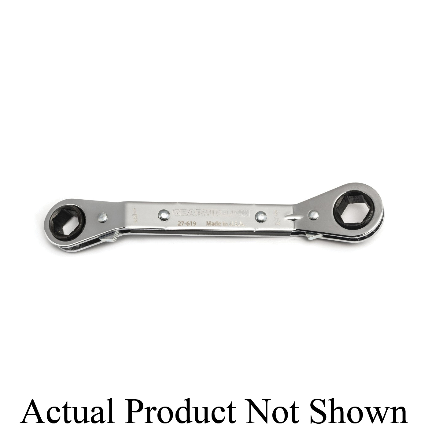 GEARWRENCH&reg; 27-613G Double End Standard Box End Wrench, 1/4 x 5/16 in Wrench, 6 Points, 25 deg Offset, 15 in OAL, Alloy Steel, Polished Chrome