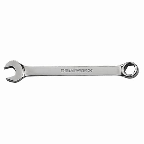 GEARWRENCH® 9111 Open End Regular Length Combination Wrench, 11 mm Wrench, 12 Points, 0/15 deg Offset, 6.508 in OAL, Polished Chrome