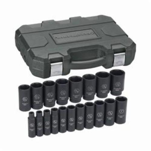 GEARWRENCH&reg; 84934N Impact Socket Set, ASME B107.2, 6 Points, 1/2 in Drive, 19 Pieces, Included Socket Size: 3/8 to 1-1/2 in, Blow Molded Case Container