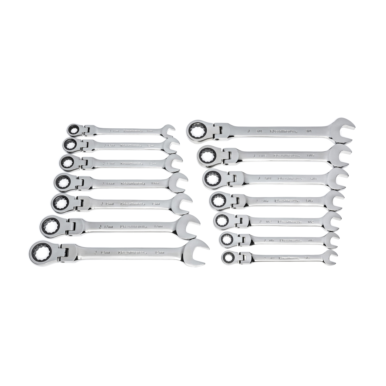 GEARWRENCH&reg; 85141 Combination Wrench Set, 14 Pieces, 3/8 to 3/4 in, 10 to 19 mm, Polished Chrome