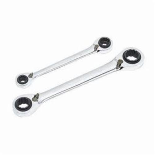 GEARWRENCH&reg; 85900 QuadBox&trade; Reversible Standard Length Ratcheting Wrench Set, 2 Pieces, 5/16 to 3/4 in, Polished Chrome