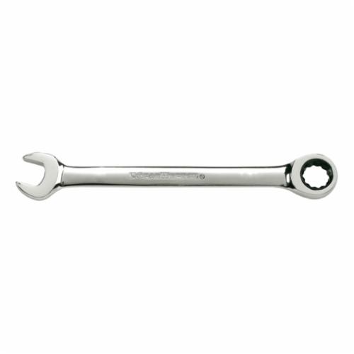 GEARWRENCH® 81676 Long Length Open End Combination Wrench, 19 mm Wrench, 12 Points, 15 deg Offset, 279 mm OAL, Premium Alloy Steel, Polished Chrome