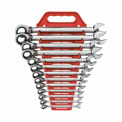 GEARWRENCH® 9509N Reversible Regular Length Combination Ratcheting Wrench Set, 13 Pieces, 5/16 to 1 in, Polished Chrome/Mirror Polished