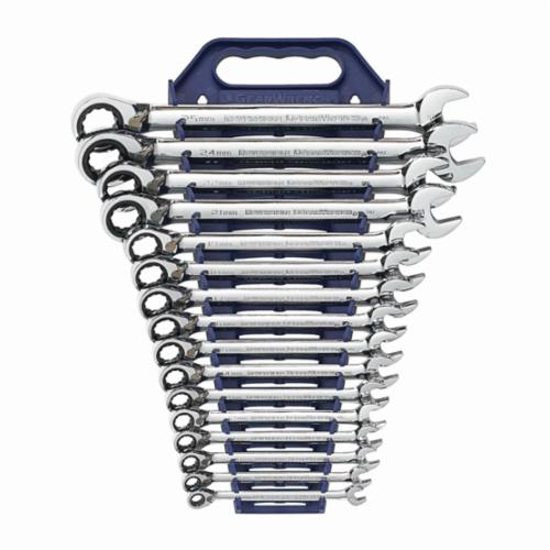 GEARWRENCH® 9602N Reversible Regular Length Combination Ratcheting Wrench Set, 16 Pieces, 8 to 25 mm, Polished Chrome