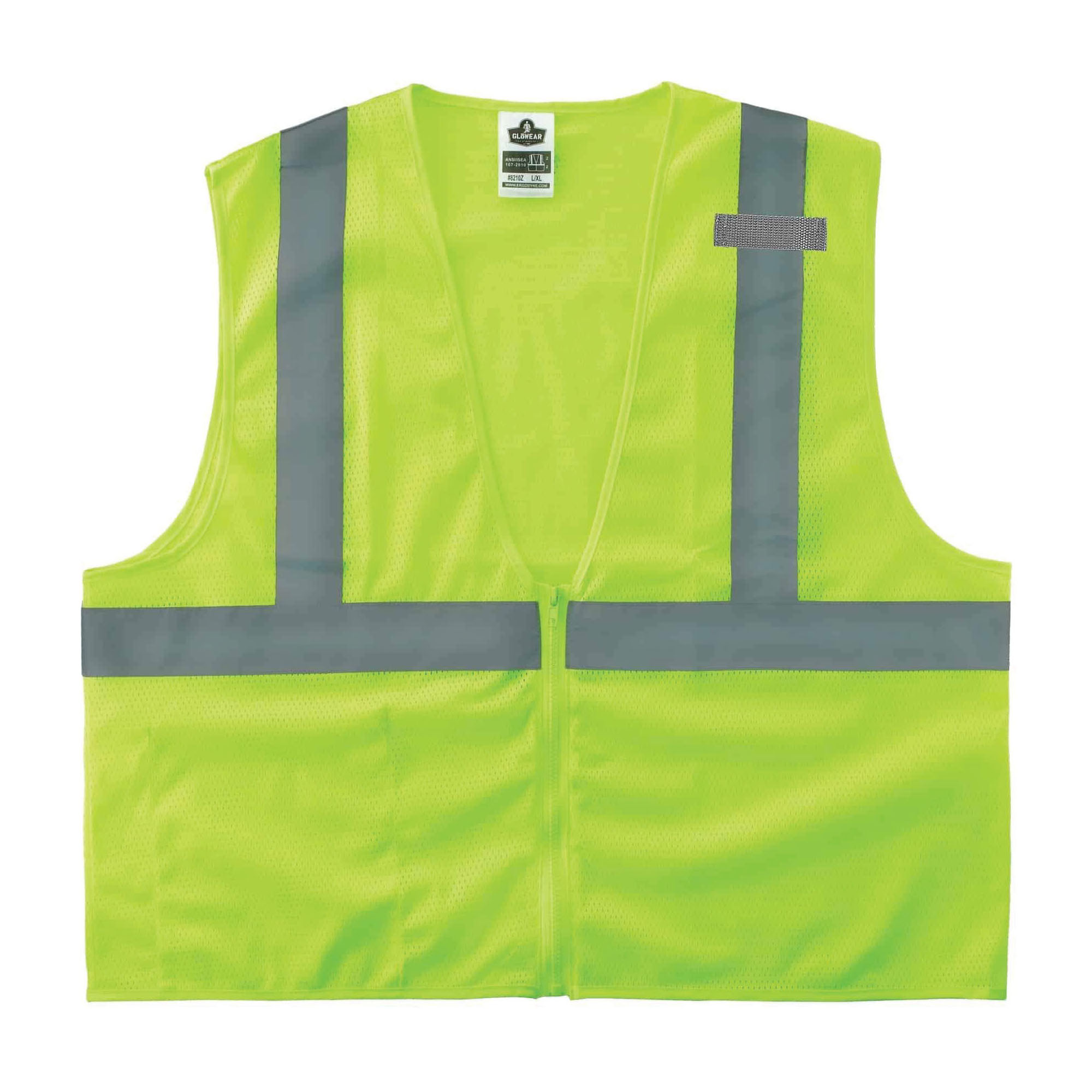 GloWear® 21045 8210Z Economy Standard Vest, L to XL, Hi-Viz Orange, Polyester Mesh, Zipper Closure, 1 Pockets, ANSI Class: Class 2, ANSI/ISEA 107-2015 Type R