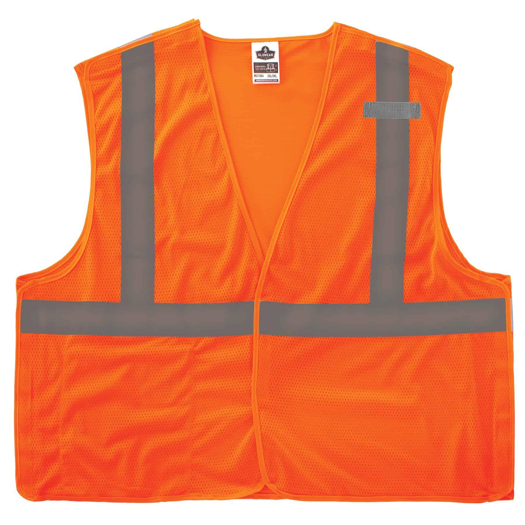 GloWear&reg; 21069 8215BA Econo Breakaway Vest, 4XL/5XL, Orange, Polyester Mesh, Hook and Loop Closure, 1 Pockets, ANSI Class: Class 2, ANSI/ISEA 107-2015 Type R