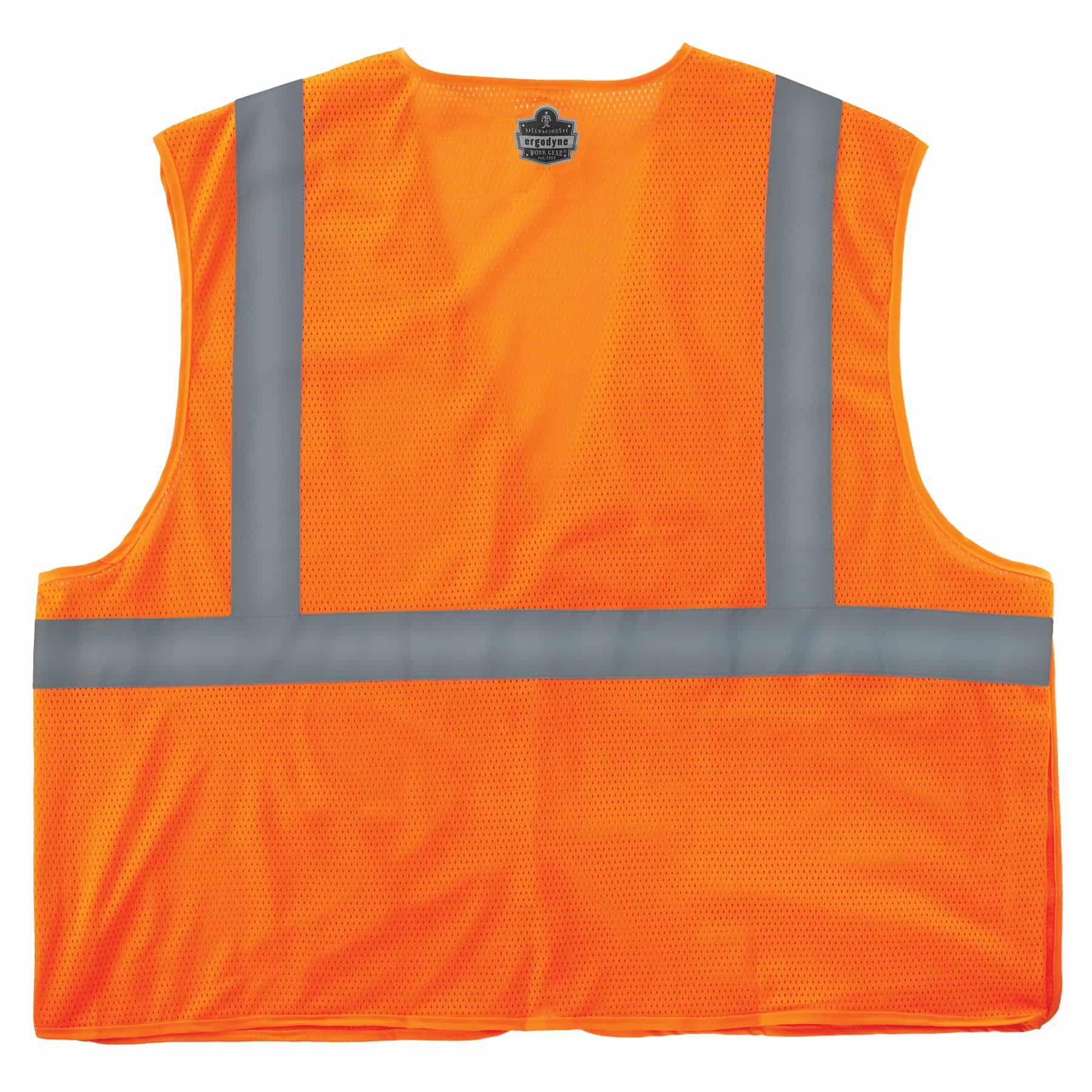 GloWear&reg; 21069 8215BA Econo Breakaway Vest, 4XL/5XL, Orange, Polyester Mesh, Hook and Loop Closure, 1 Pockets, ANSI Class: Class 2, ANSI/ISEA 107-2015 Type R