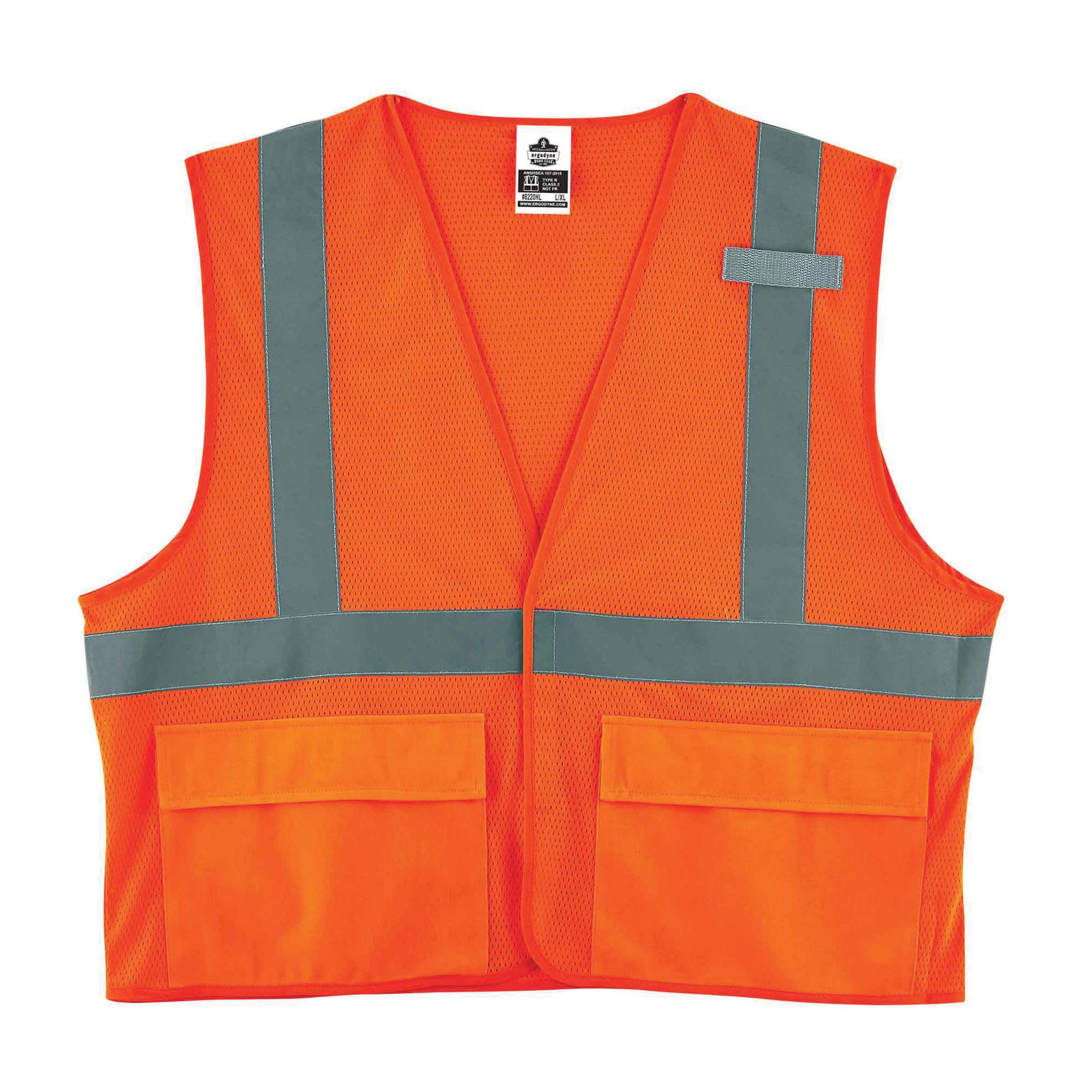 GloWear® 21045 8210Z Economy Standard Vest, L to XL, Hi-Viz Orange, Polyester Mesh, Zipper Closure, 1 Pockets, ANSI Class: Class 2, ANSI/ISEA 107-2015 Type R
