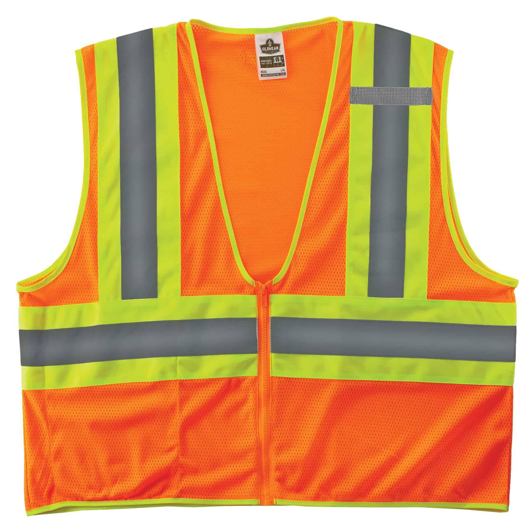 GloWear 21307 8229Z 2-Tone Economy Vest, 2XL/3XL, Orange, Polyester Mesh, Zipper Closure, 1 Pockets, ANSI Class: Class 2, ANSI/ISEA 107-2015 Type R