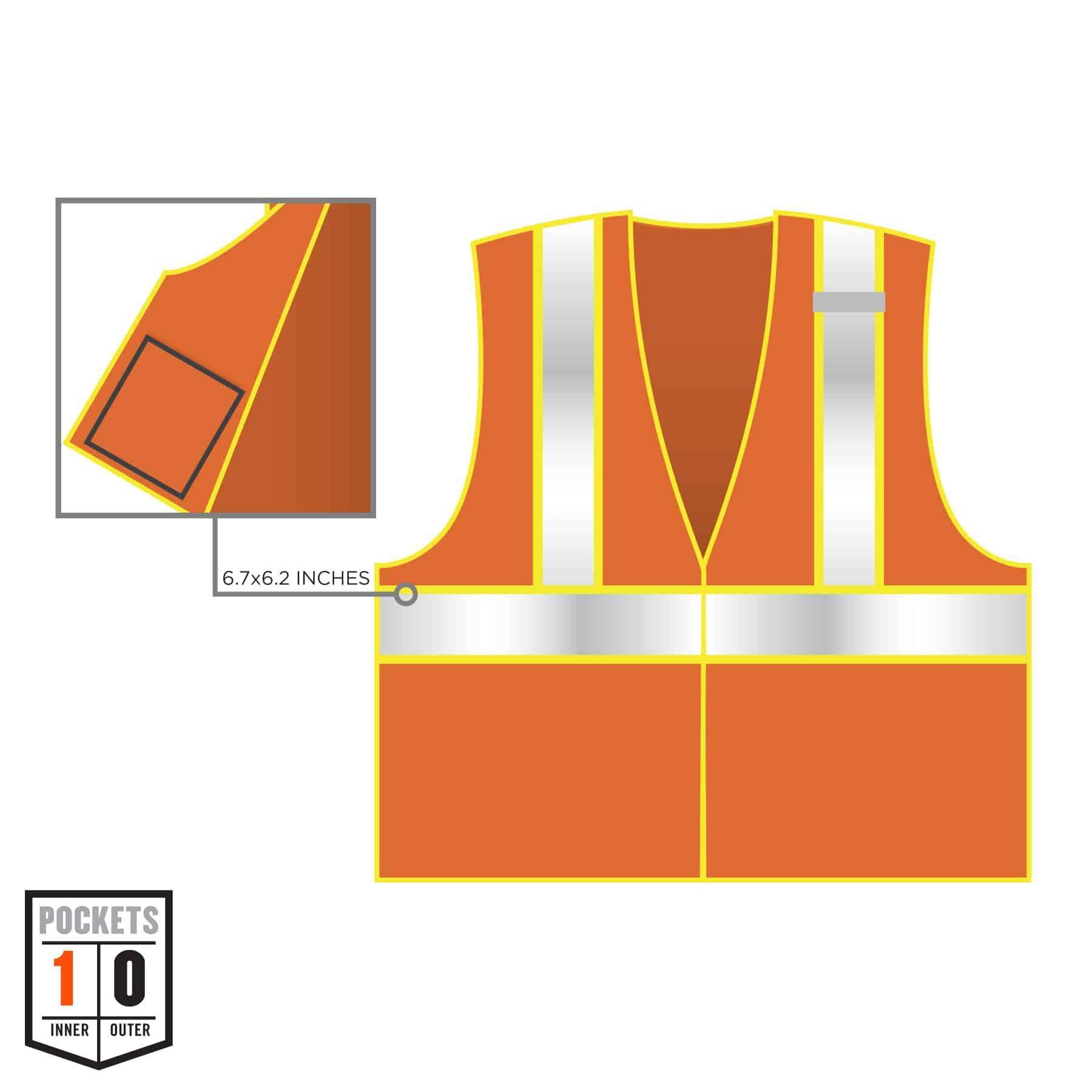 GloWear 21307 8229Z 2-Tone Economy Vest, 2XL/3XL, Orange, Polyester Mesh, Zipper Closure, 1 Pockets, ANSI Class: Class 2, ANSI/ISEA 107-2015 Type R